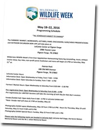 2016 Wildlife Week Schedule