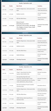 NQC Evening Christian Concert Schedule